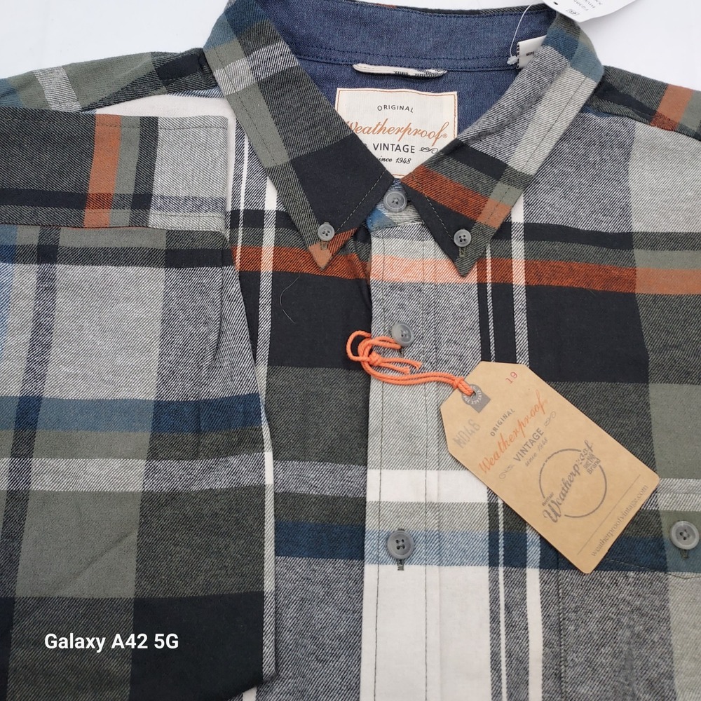 Weatherproof Vintage Riviera XXL Plaid Button Down Shirt Menswear Casual NWT